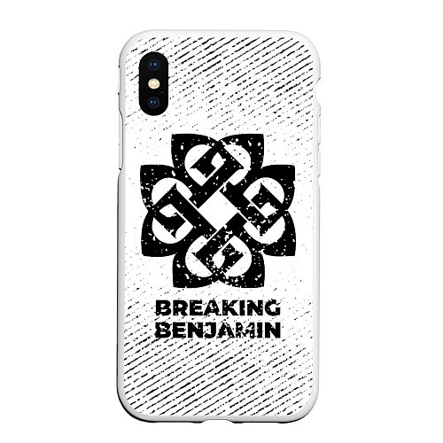 Чехол iPhone XS Max матовый Breaking Benjamin с потертостями на светлом фоне / 3D-Белый – фото 1