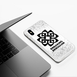 Чехол iPhone XS Max матовый Breaking Benjamin с потертостями на светлом фоне, цвет: 3D-белый — фото 2