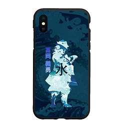 Чехол iPhone XS Max матовый Kimetsu no Yaiba Гию Томиока и волны, цвет: 3D-черный