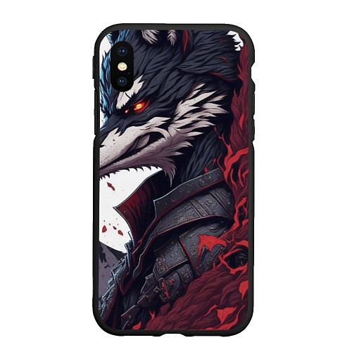 Чехол iPhone XS Max матовый Волк в полнолуние / 3D-Черный – фото 1