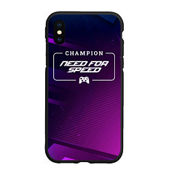 Чехол iPhone XS Max матовый Need for Speed gaming champion: рамка с лого и джо, цвет: 3D-черный