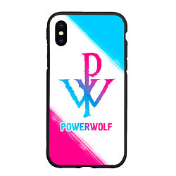 Чехол iPhone XS Max матовый Powerwolf neon gradient style, цвет: 3D-черный