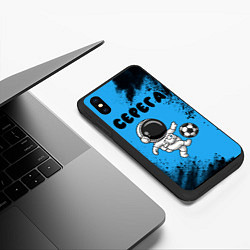 Чехол iPhone XS Max матовый Серега космонавт футболист, цвет: 3D-черный — фото 2