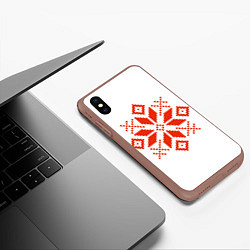 Чехол iPhone XS Max матовый Удмуртский узор, цвет: 3D-коричневый — фото 2