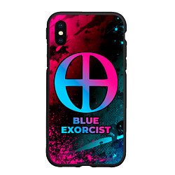 Чехол iPhone XS Max матовый Blue Exorcist - neon gradient