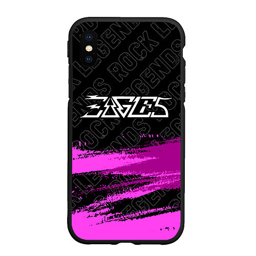 Чехол iPhone XS Max матовый Eagles rock legends: символ сверху / 3D-Черный – фото 1