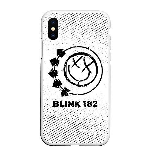 Чехол iPhone XS Max матовый Blink 182 с потертостями на светлом фоне / 3D-Белый – фото 1