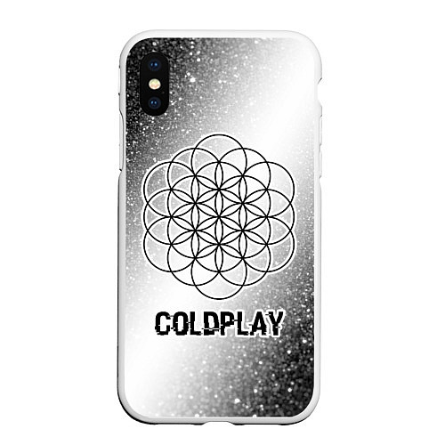 Чехол iPhone XS Max матовый Coldplay glitch на светлом фоне / 3D-Белый – фото 1