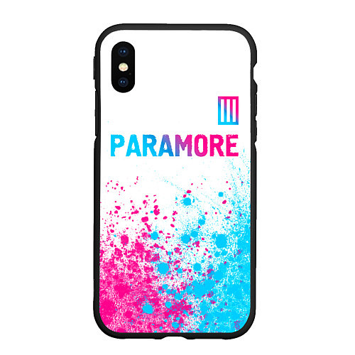 Чехол iPhone XS Max матовый Paramore neon gradient style: символ сверху / 3D-Черный – фото 1