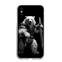 Чехол iPhone XS Max матовый Белый медведь воин, цвет: 3D-белый