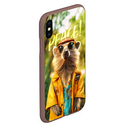 Чехол iPhone XS Max матовый Peace - хиппи квокка короткохвостый кенгуру, цвет: 3D-коричневый — фото 2