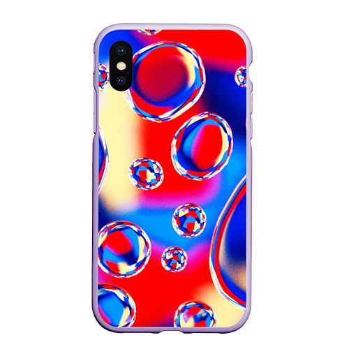 Чехол iPhone XS Max матовый Объемные цветные пузыри / 3D-Светло-сиреневый – фото 1