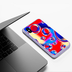 Чехол iPhone XS Max матовый Объемные цветные пузыри, цвет: 3D-светло-сиреневый — фото 2