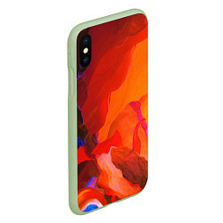 Чехол iPhone XS Max матовый Красно-оранжевый камень, цвет: 3D-салатовый — фото 2