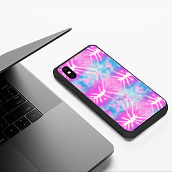 Чехол iPhone XS Max матовый Голубо-розовый узор тай-дай, цвет: 3D-черный — фото 2