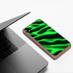 Чехол iPhone XS Max матовый Зелено-черный абстрактный фон, цвет: 3D-коричневый — фото 2