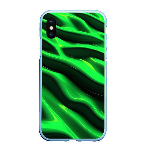 Чехол iPhone XS Max матовый Зелено-черный абстрактный фон / 3D-Голубой – фото 1