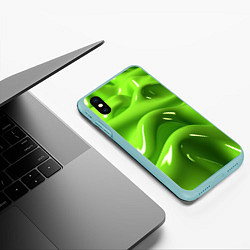Чехол iPhone XS Max матовый Зеленая слизь, цвет: 3D-мятный — фото 2