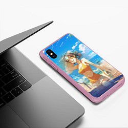 Чехол iPhone XS Max матовый Девушка на пляже аниме, цвет: 3D-розовый — фото 2