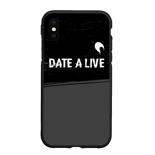 Чехол iPhone XS Max матовый Date A Live glitch на темном фоне: символ сверху / 3D-Черный – фото 1