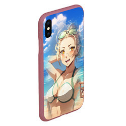 Чехол iPhone XS Max матовый Милая блондинка на пляже, цвет: 3D-малиновый — фото 2