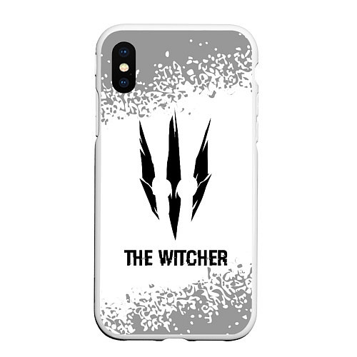 Чехол iPhone XS Max матовый The Witcher glitch на светлом фоне / 3D-Белый – фото 1