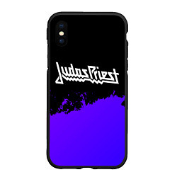 Чехол iPhone XS Max матовый Judas Priest purple grunge, цвет: 3D-черный