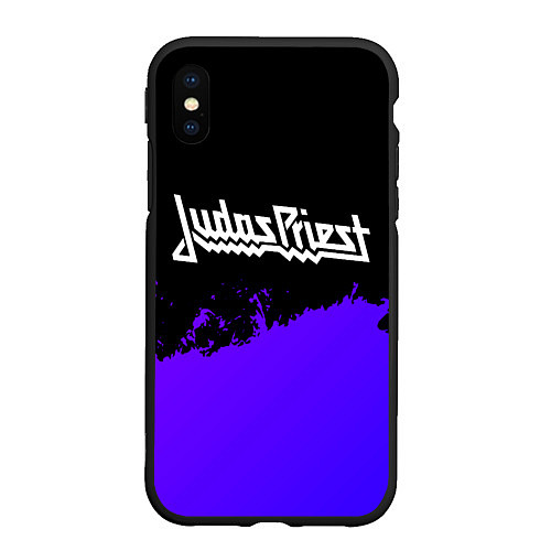 Чехол iPhone XS Max матовый Judas Priest purple grunge / 3D-Черный – фото 1