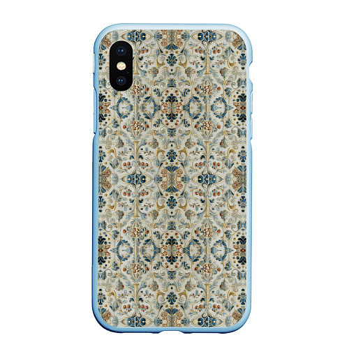 Чехол iPhone XS Max матовый Царские узоры / 3D-Голубой – фото 1