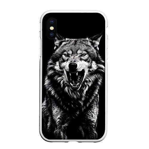 Чехол iPhone XS Max матовый Злой волчара / 3D-Белый – фото 1
