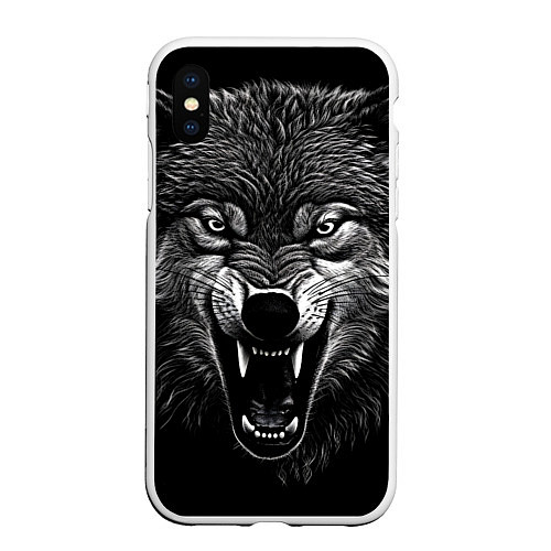 Чехол iPhone XS Max матовый Злой волчара / 3D-Белый – фото 1