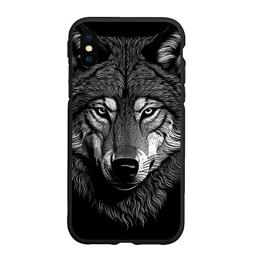 Чехол iPhone XS Max матовый Спокойный уверенный волк / 3D-Черный – фото 1