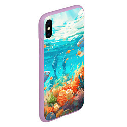 Чехол iPhone XS Max матовый Морской подводный мир, цвет: 3D-сиреневый — фото 2