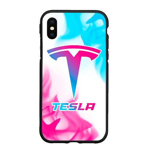 Чехол iPhone XS Max матовый Tesla neon gradient style / 3D-Черный – фото 1