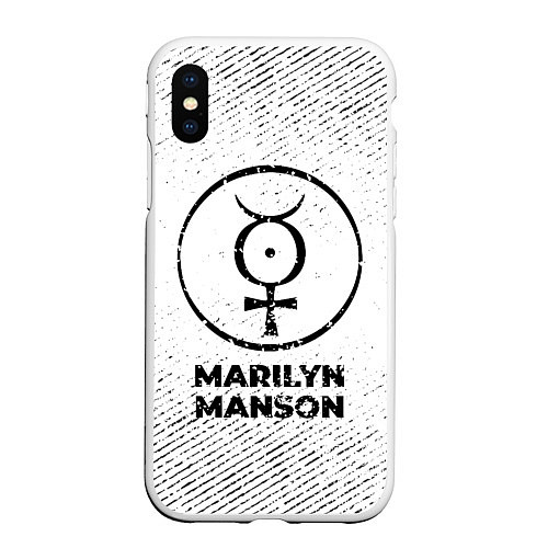 Чехол iPhone XS Max матовый Marilyn Manson с потертостями на светлом фоне / 3D-Белый – фото 1