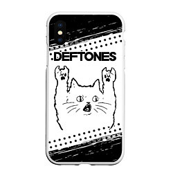 Чехол iPhone XS Max матовый Deftones рок кот на светлом фоне, цвет: 3D-белый