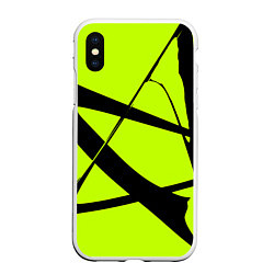 Чехол iPhone XS Max матовый Звезда - лаймовый и черный - Хуф и Ся - дополнение, цвет: 3D-белый