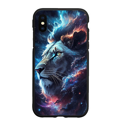 Чехол iPhone XS Max матовый Galactic lion / 3D-Черный – фото 1