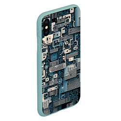 Чехол iPhone XS Max матовый Механическая конструкция паттерн, цвет: 3D-мятный — фото 2
