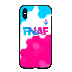 Чехол iPhone XS Max матовый FNAF neon gradient style: символ сверху, цвет: 3D-черный