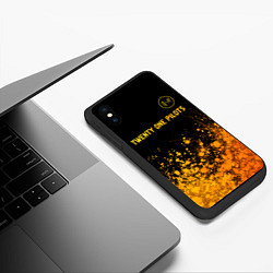 Чехол iPhone XS Max матовый Twenty One Pilots - gold gradient: символ сверху, цвет: 3D-черный — фото 2
