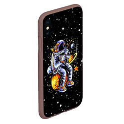 Чехол iPhone XS Max матовый Космонавт на рыбалке - неон, цвет: 3D-коричневый — фото 2