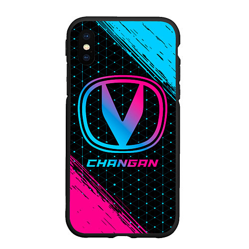 Чехол iPhone XS Max матовый Changan - neon gradient / 3D-Черный – фото 1