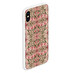 Чехол iPhone XS Max матовый Переплетение из розовых цветов, цвет: 3D-белый — фото 2