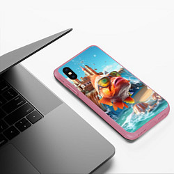 Чехол iPhone XS Max матовый Карп в солнечных очках, цвет: 3D-малиновый — фото 2