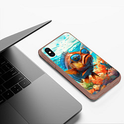 Чехол iPhone XS Max матовый Рыба в солнечных очках в воде, цвет: 3D-коричневый — фото 2