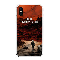 Чехол iPhone XS Max матовый AC DC Highway to hell, цвет: 3D-белый