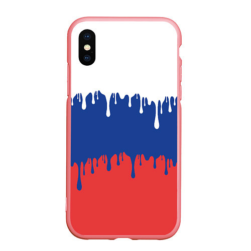 Чехол iPhone XS Max матовый Флаг России - потёки / 3D-Баблгам – фото 1
