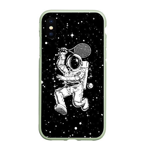 Чехол iPhone XS Max матовый Space tennis - astronaut / 3D-Салатовый – фото 1