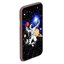 Чехол iPhone XS Max матовый Космический баскетбол, цвет: 3D-коричневый — фото 2
